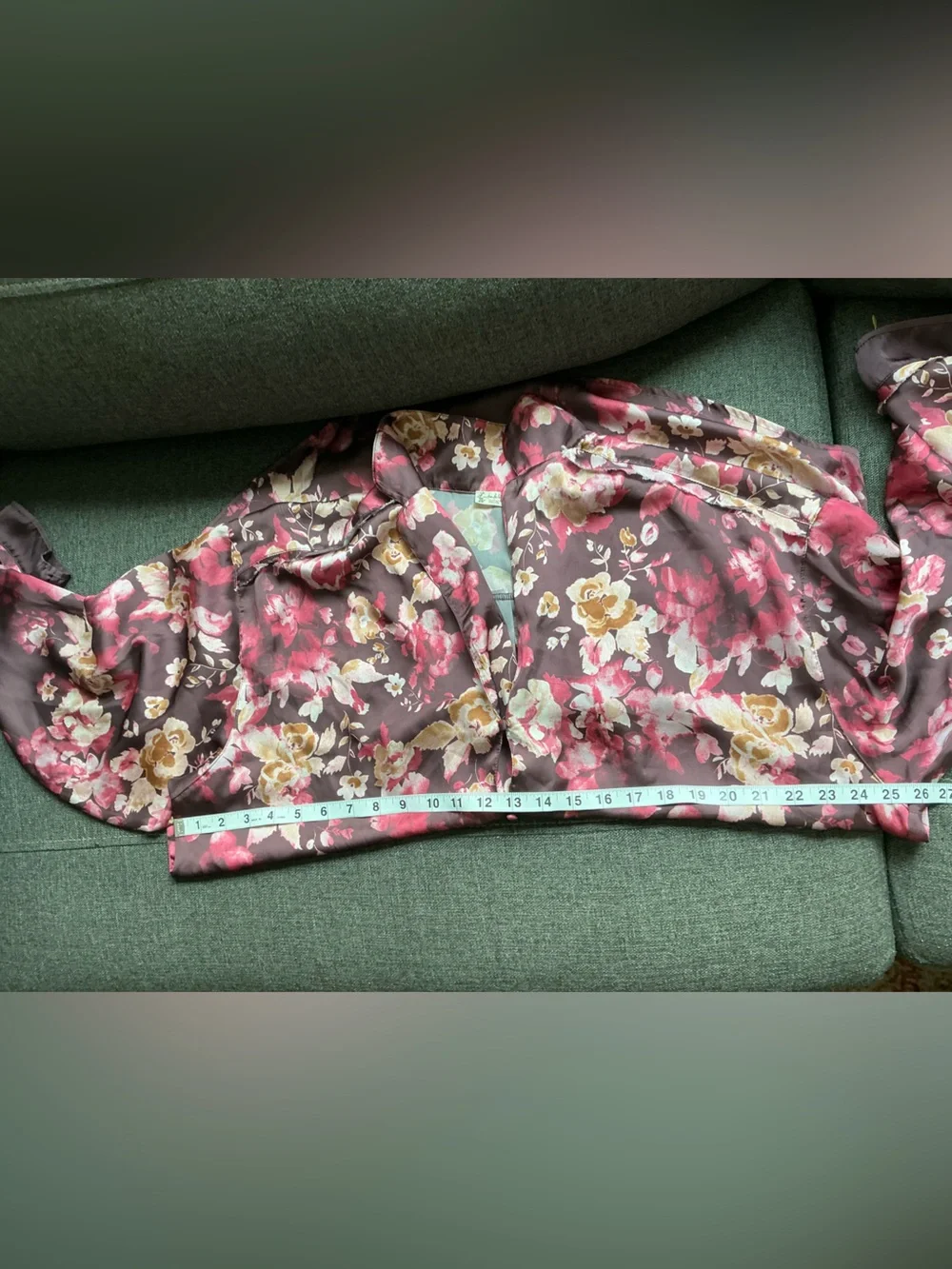 FP Dreamy Daisy Burgundy Floral Satin Pajama Set boho maximalism preppy size M